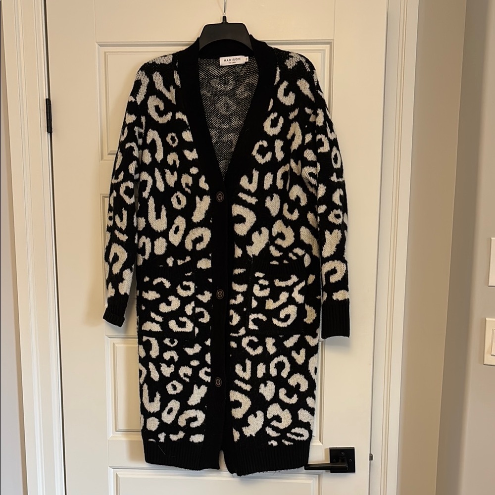 Black and White Leopard Print Cardigan - Madison the Label